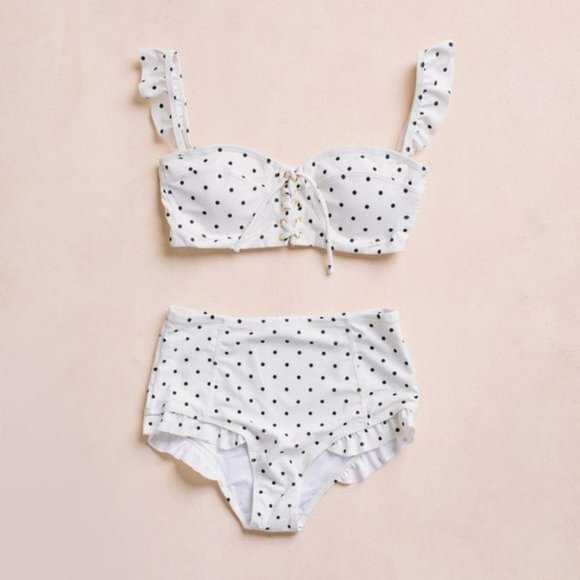 NWOT MARINA WEST Polka Dot Ruffle High Waist Bikini Set size M - Picture 8 of 9